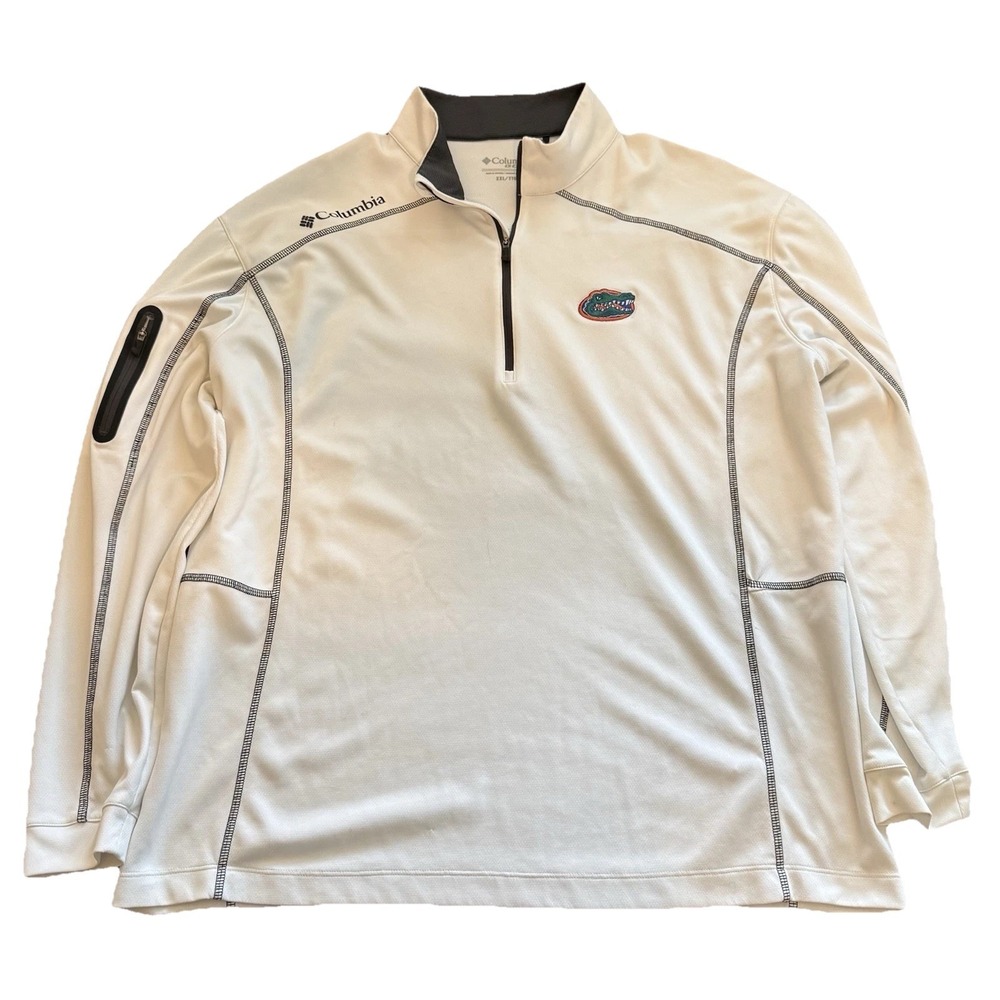 COLUMBIA Golf White Florida Gators Shotgun Omni-Wick 1/4 Zip Jacket Mens XXL